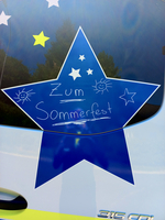 Blauer Stern mit der Aufschrift 